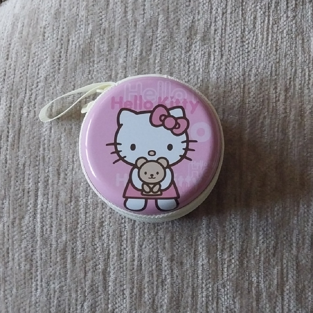 ROUND PINK Hello Kitty Pink Coin Purse Air Tag Air Pods Jewelry Holder